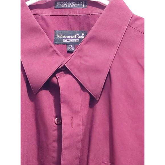 Kilburne & Finch Men’s Dress Shirt 17 34/35 Burgundy – Classic Fit Long Sleeve - Picture 13 of 13